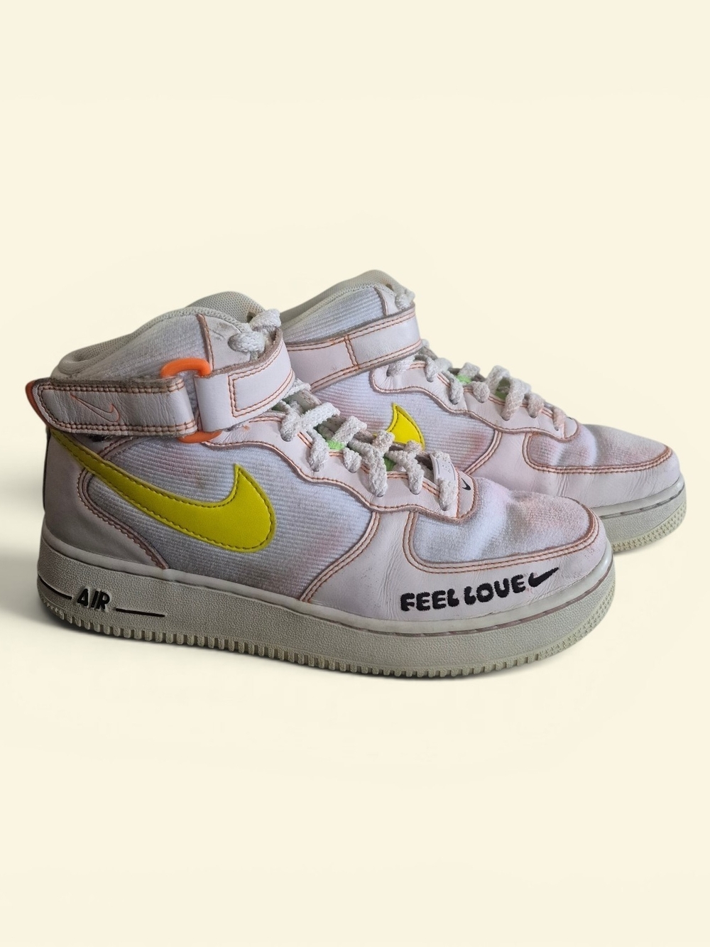Nike Air High-Top Sneakers with Yellow Swoosh